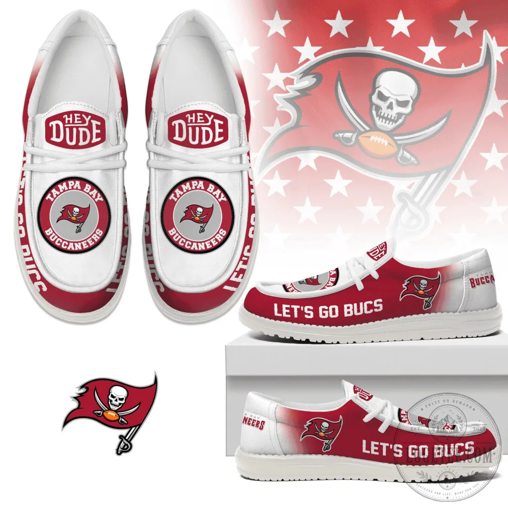 Tampa Bay Buccaneers Hey Dude Shoes, Football Team Loafer Shoes Tampa Bay Buccaneers Hey Dude Shoes, Football Team Loafer Shoes