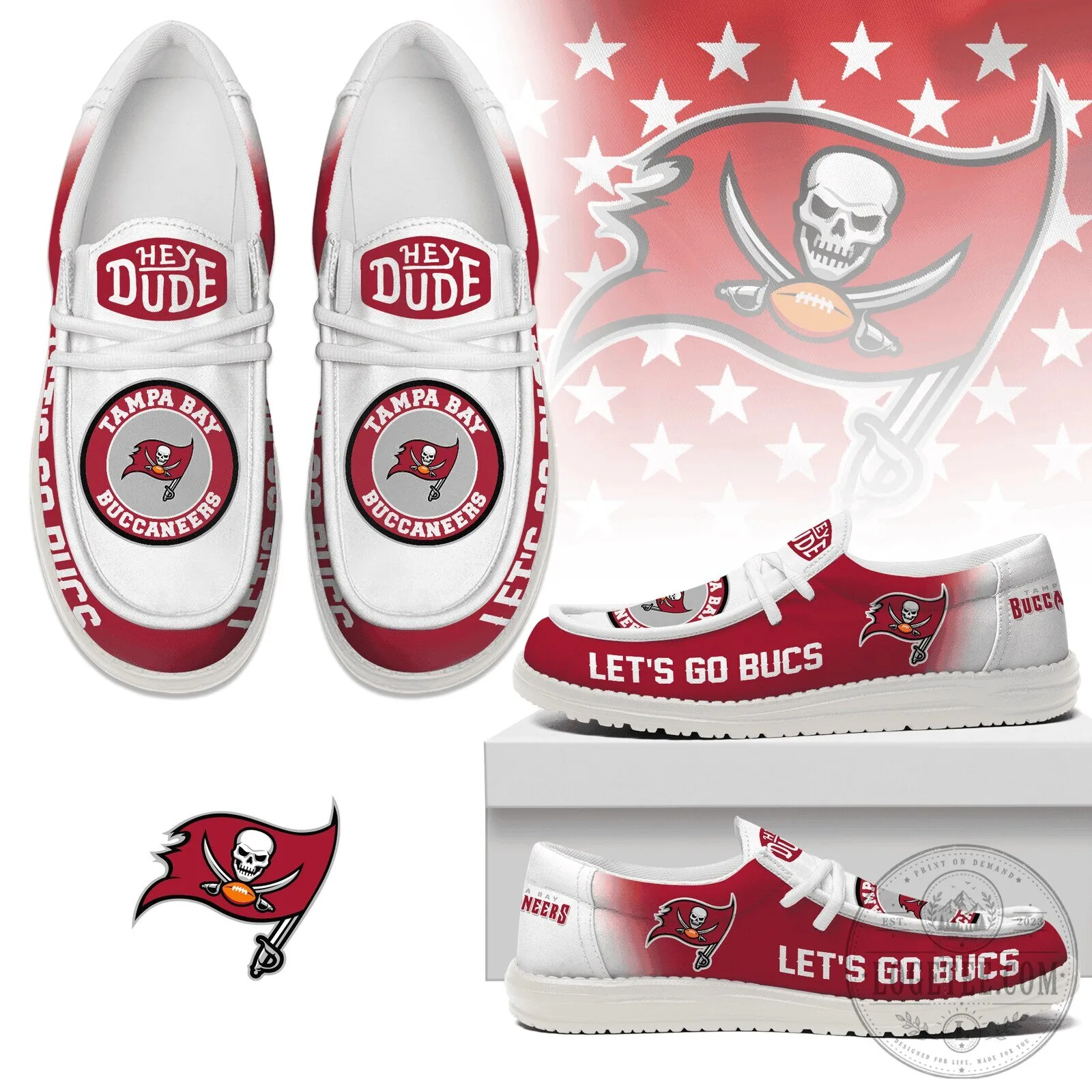 Tampa Bay Buccaneers Hey Dude Shoes, Football Team Loafer Shoes 5 Tampa Bay Buccaneers Hey Dude Shoes, Football Team Loafer Shoes
