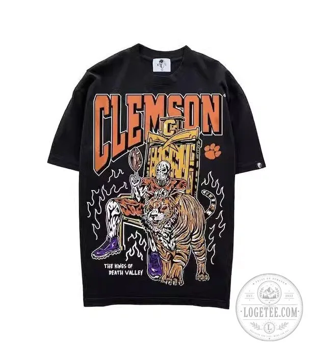 Clemson Tigers Football Skeleton Mascot and Tiger Graphic T-Shirt