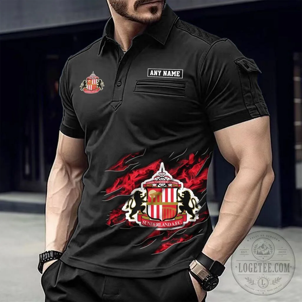 Sunderland Association Football Club Personalized Black Polo Shirt