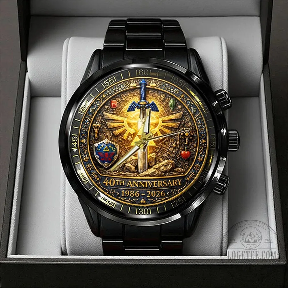 40th Anniversary Master Sword Watch in Black Stainless Steel - Legend of Zelda Edition