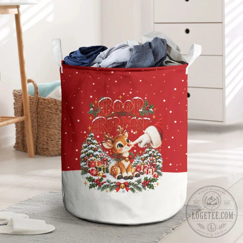 Cute Reindeer Boop The Red Nose Christmas Festive Winter Laundry Basket 7 Cute Reindeer Boop The Red Nose Christmas Festive Winter Laundry Basket