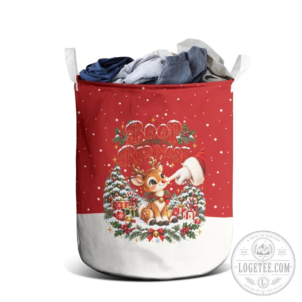 Cute Reindeer Boop The Red Nose Christmas Festive Winter Laundry Basket 9 Cute Reindeer Boop The Red Nose Christmas Festive Winter Laundry Basket