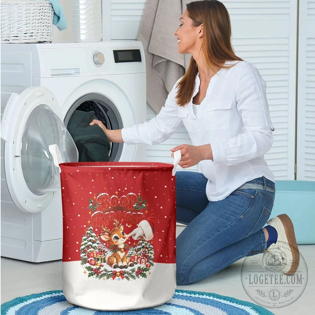 Cute Reindeer Boop The Red Nose Christmas Festive Winter Laundry Basket 10 Cute Reindeer Boop The Red Nose Christmas Festive Winter Laundry Basket