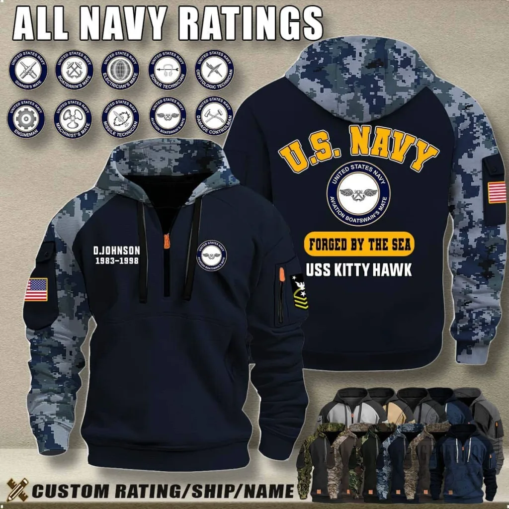 United States Navy Forged By The Sea USS Kitty Hawk Camouflage Hoodie United States Navy Forged By The Sea USS Kitty Hawk Camouflage Hoodie