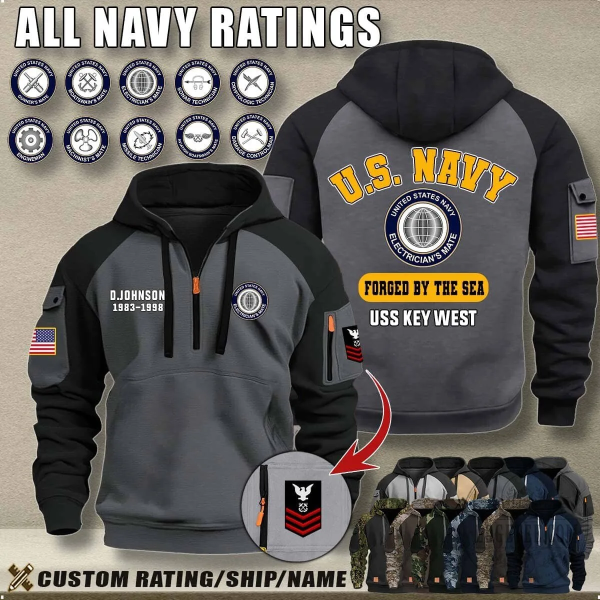 United States Navy Forged By The Sea USS Kitty Hawk Camouflage Hoodie 17 United States Navy Forged By The Sea USS Kitty Hawk Camouflage Hoodie