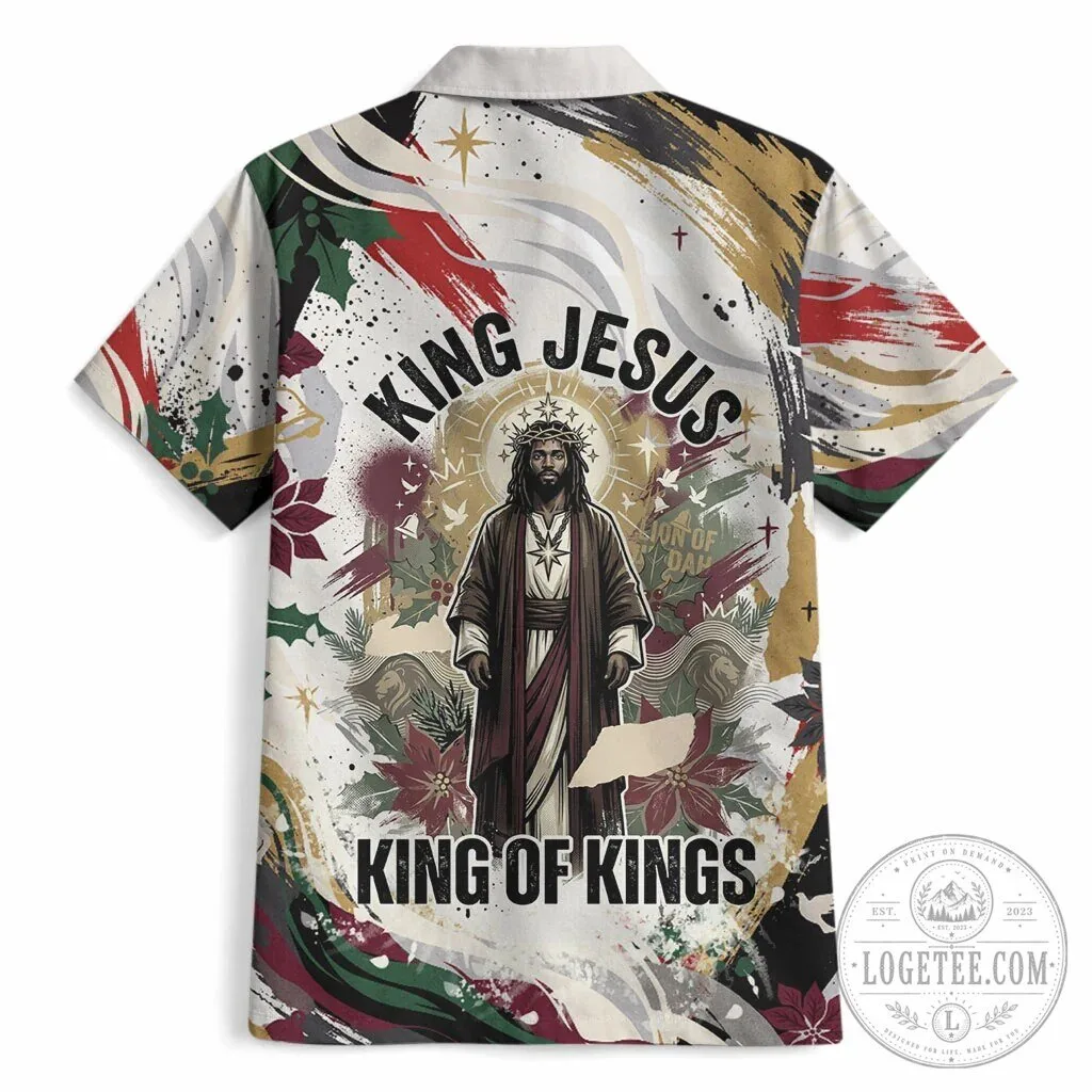 King Jesus Black Christmas Hawaiian Shirt Religious Christian Faith Nativity Poinsettia TS04 7 King Jesus Black Christmas Hawaiian Shirt Religious Christian Faith Nativity Poinsettia TS04
