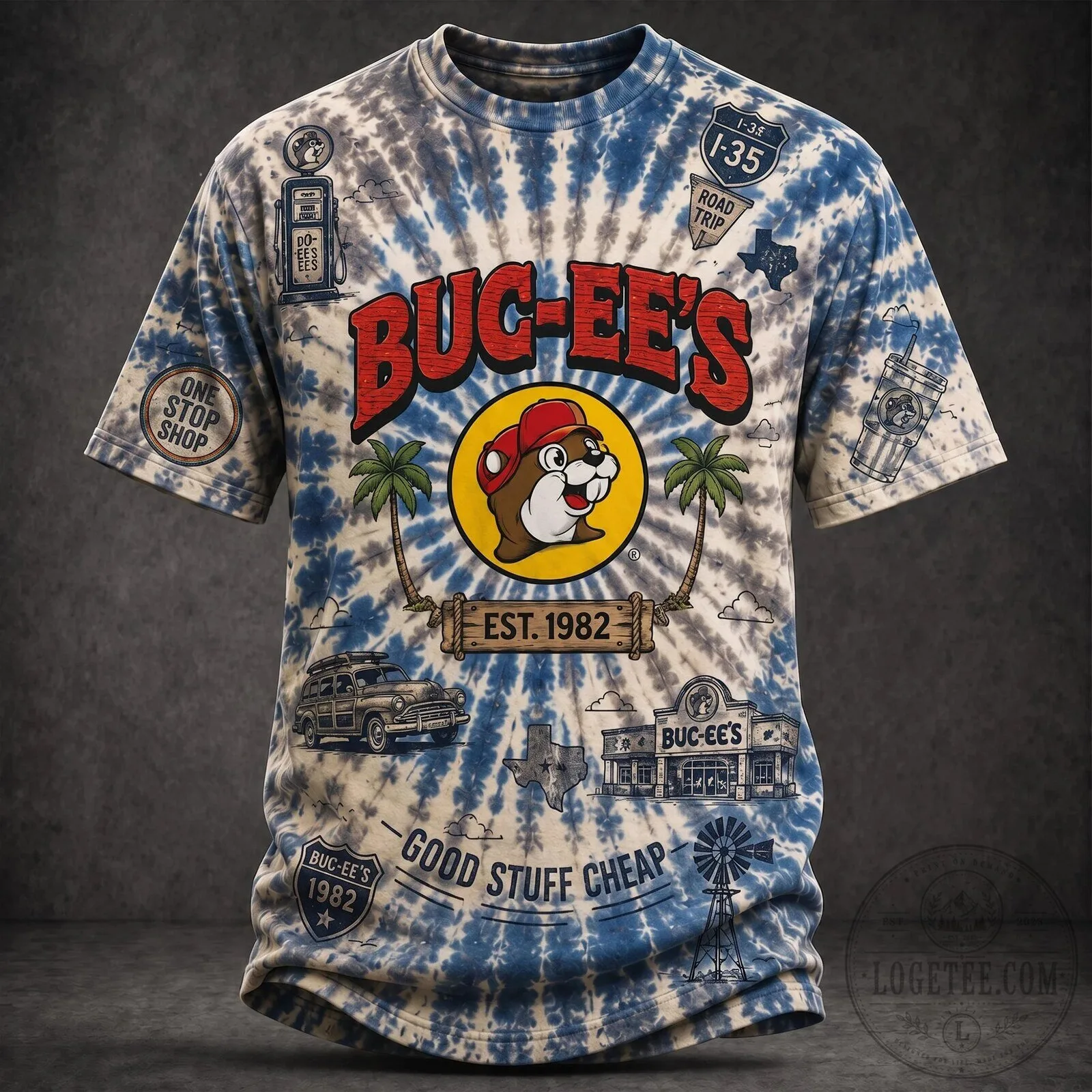 Buc-ee's One Stop Shop Road Trip Tie-Dye T-Shirt