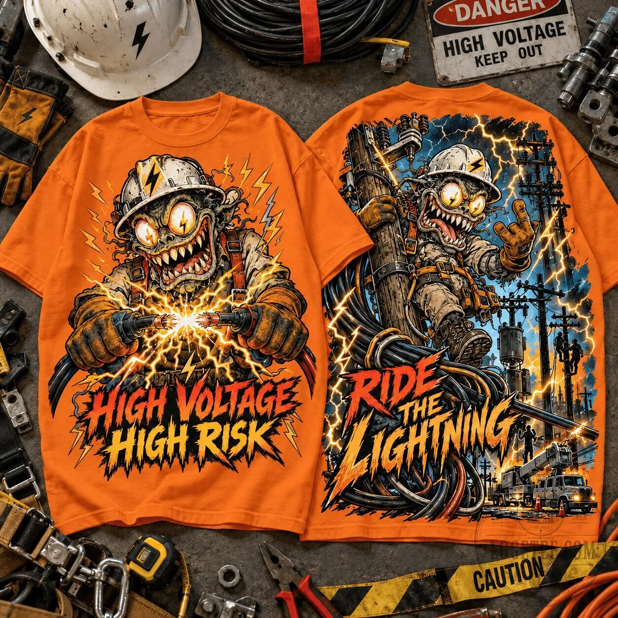 Rat Fink High Voltage High Risk Ride The Lightning Electrician T-Shirt 5 Rat Fink High Voltage High Risk Ride The Lightning Electrician T-Shirt