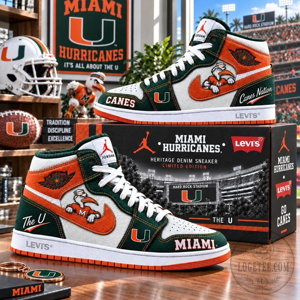 Miami Hurricanes Heritage Denim High-Top Sneakers Miami Hurricanes Heritage Denim High-Top Sneakers