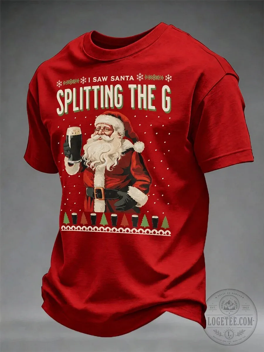 Funny Irish Santa Claus Splitting The Guinness Beer Christmas T-Shirt 1 Funny Irish Santa Claus Splitting The Guinness Beer Christmas T-Shirt