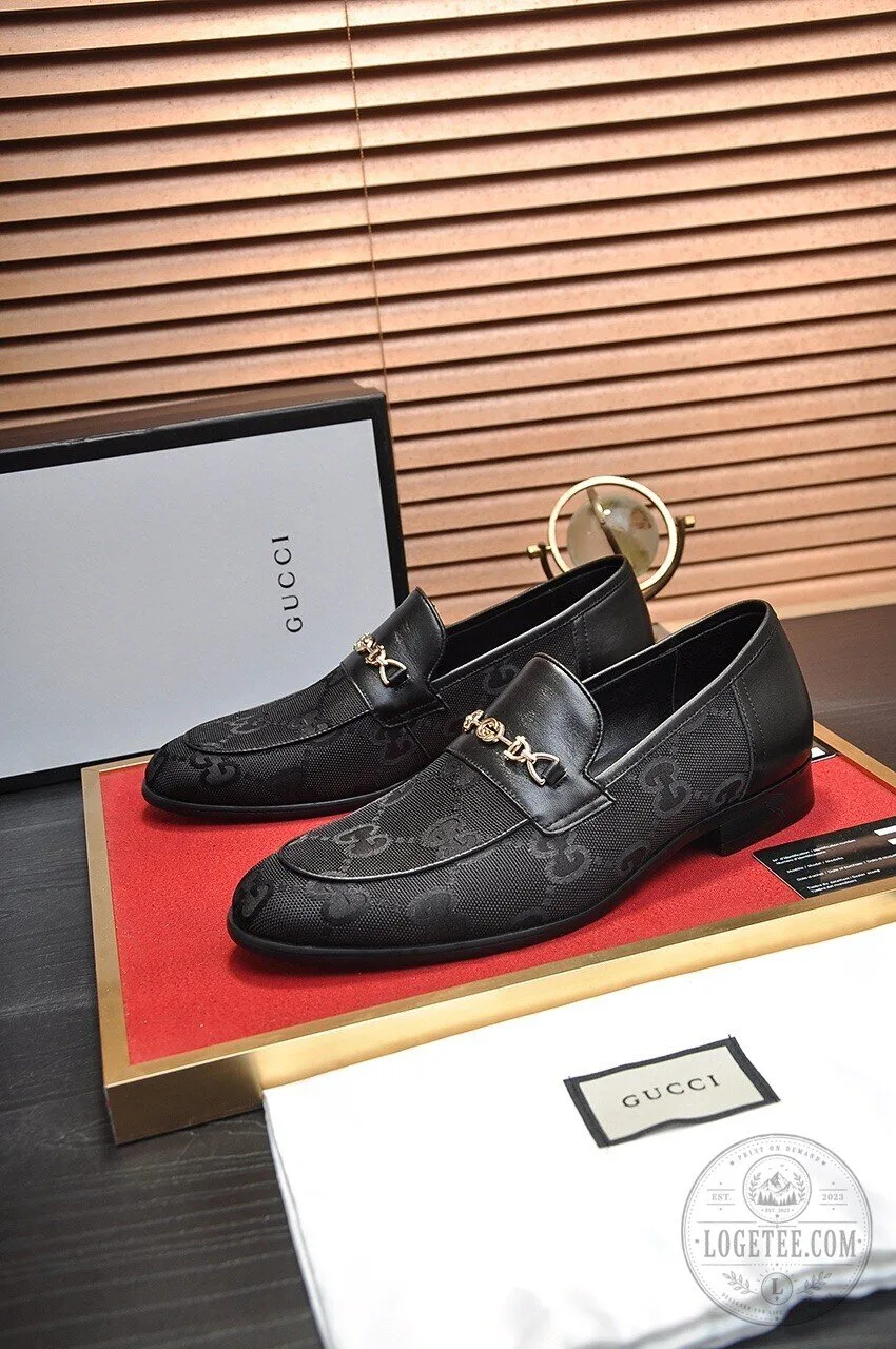 Gucci Black Monogram Horsebit Loafer Shoes for Men 2 Gucci Black Monogram Horsebit Loafer Shoes for Men