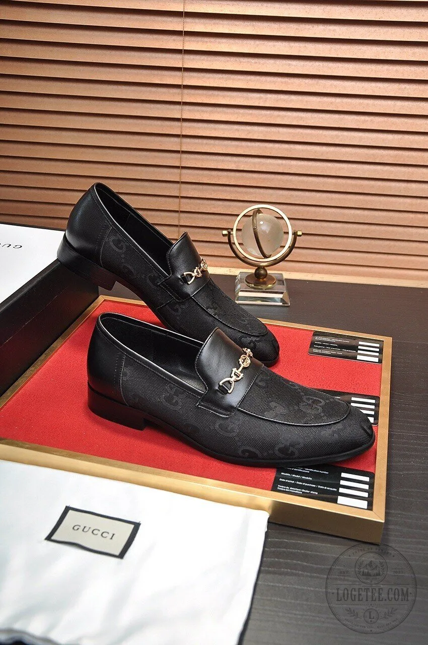 Gucci Black Monogram Horsebit Loafer Shoes for Men 10 Gucci Black Monogram Horsebit Loafer Shoes for Men