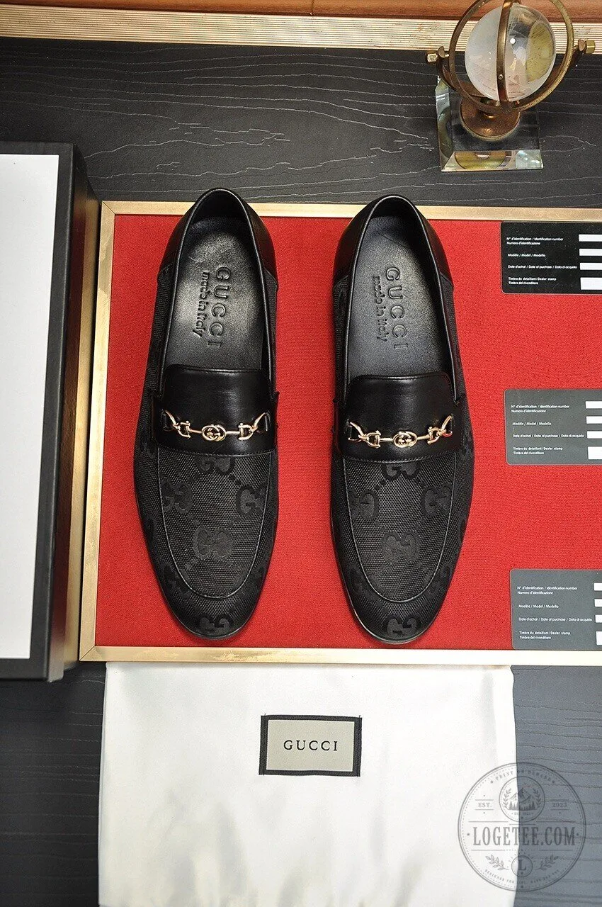 Gucci Black Monogram Horsebit Loafer Shoes for Men 11 Gucci Black Monogram Horsebit Loafer Shoes for Men