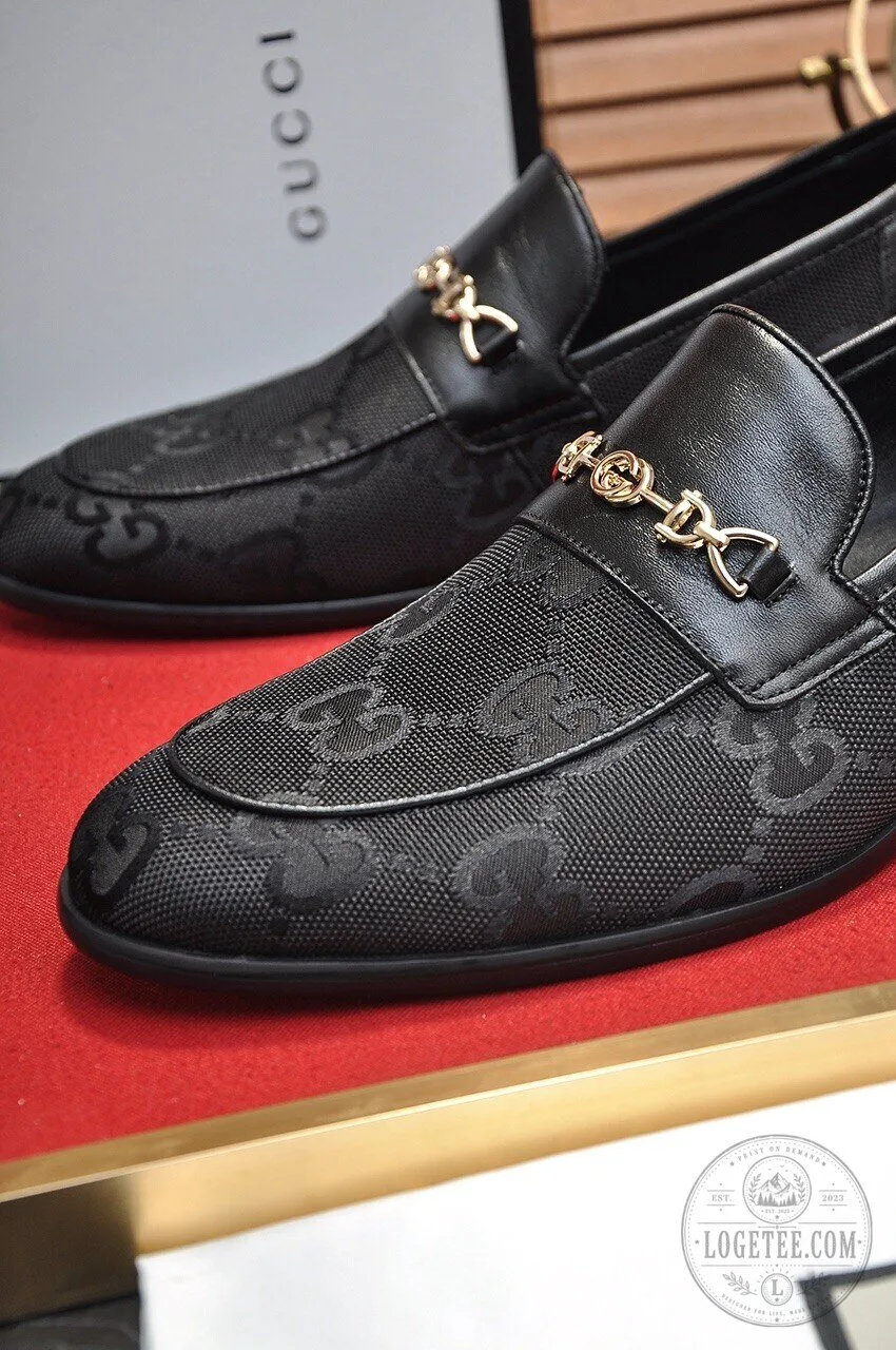 Gucci Black Monogram Horsebit Loafer Shoes for Men 12 Gucci Black Monogram Horsebit Loafer Shoes for Men