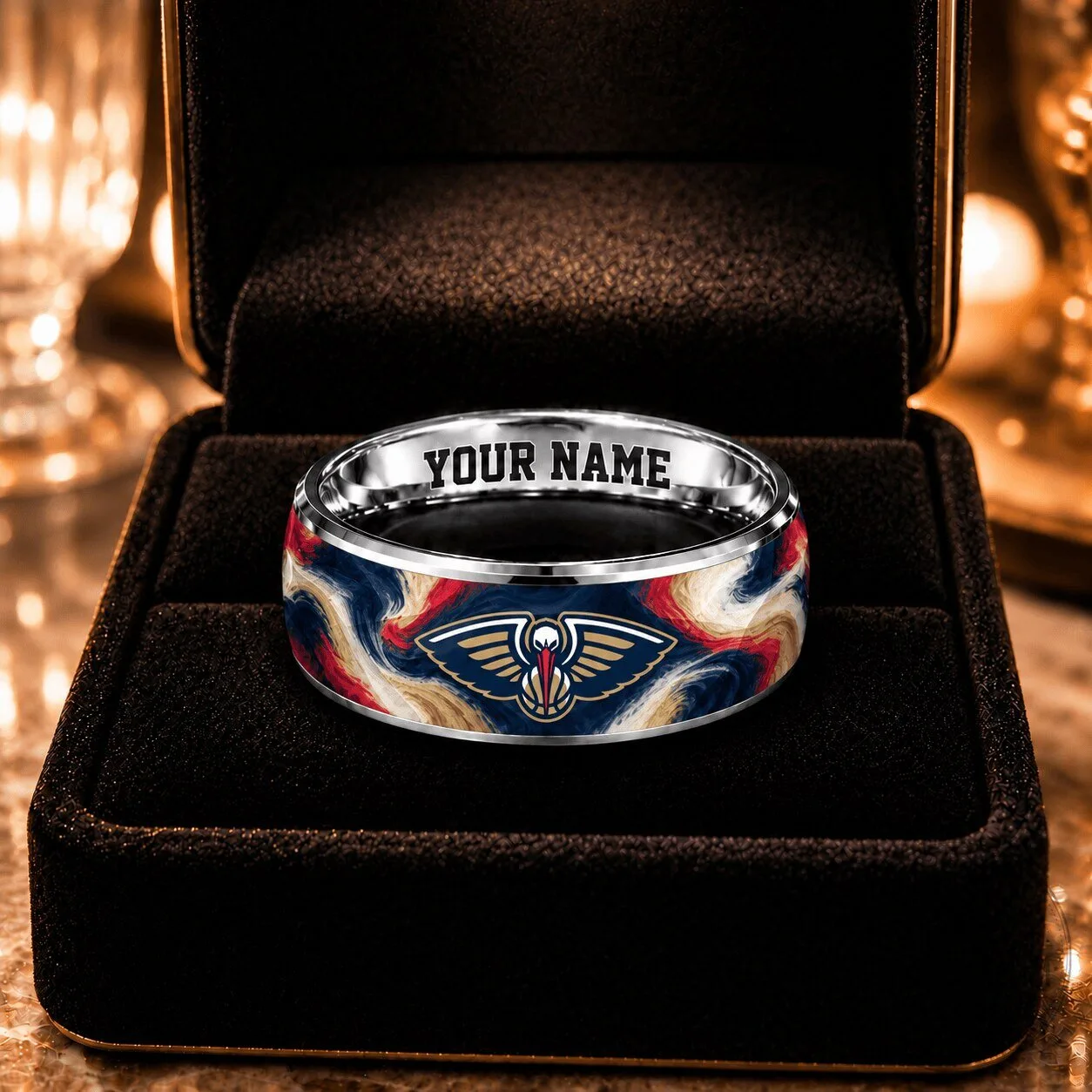New Orleans Pelicans NBA Basketball Team Logo Custom Engraved Ring