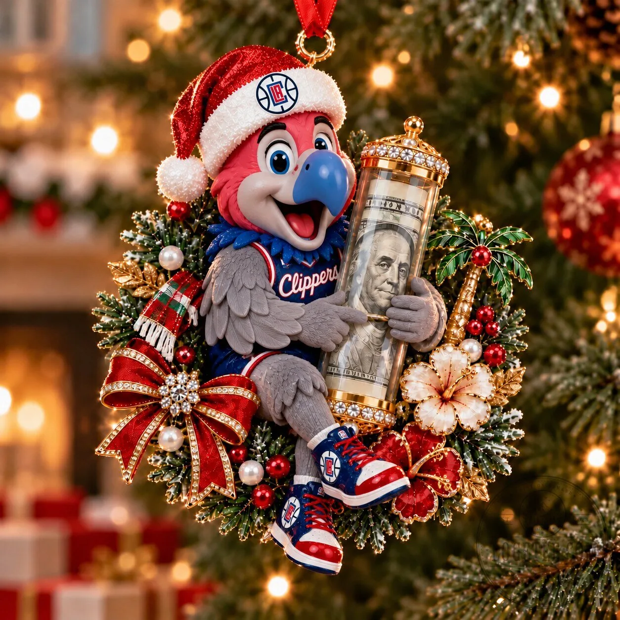 Los Angeles Clippers Chuck The Condor Mascot Christmas Tree Ornament