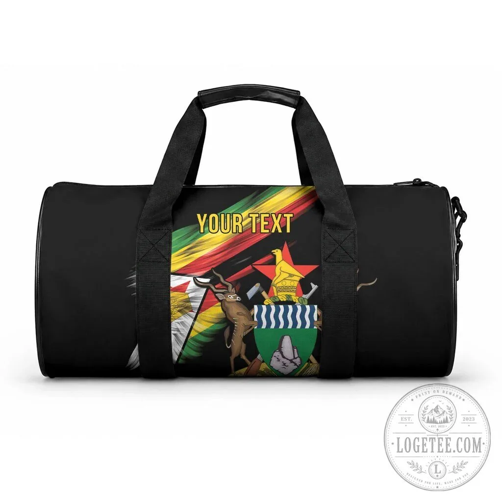 Zimbabwe Flag Personalized Duffle Bag with Custom Text Travel Gym Carryall 6 Zimbabwe Flag Personalized Duffle Bag with Custom Text Travel Gym Carryall