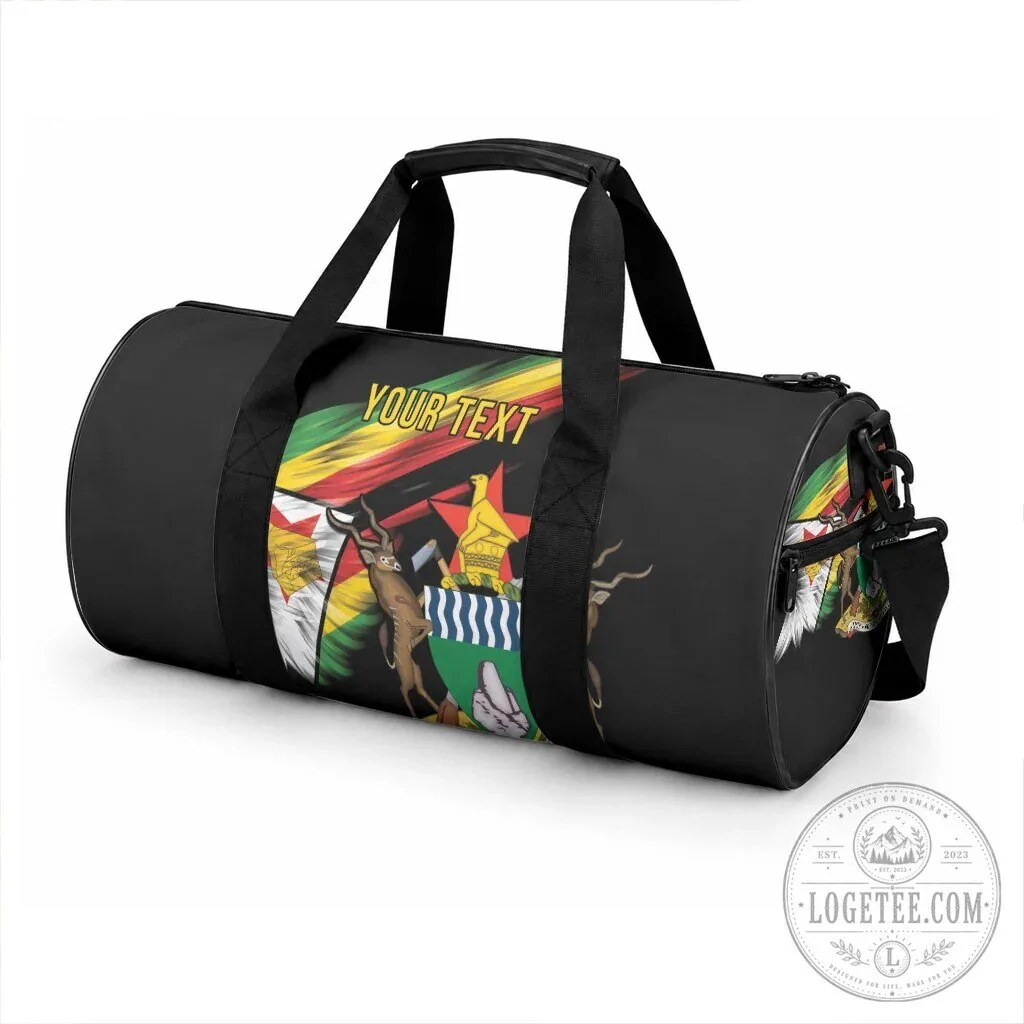 Zimbabwe Flag Personalized Duffle Bag with Custom Text Travel Gym Carryall 7 Zimbabwe Flag Personalized Duffle Bag with Custom Text Travel Gym Carryall