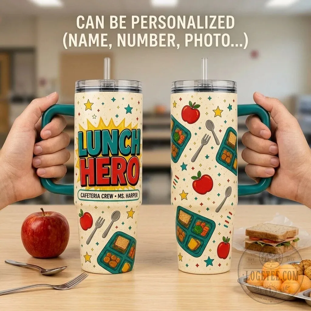 Personalized Lunch Hero Cafeteria Crew Tumbler with Handle - School Staff Gift 3 Personalized Lunch Hero Cafeteria Crew Tumbler with Handle - School Staff Gift