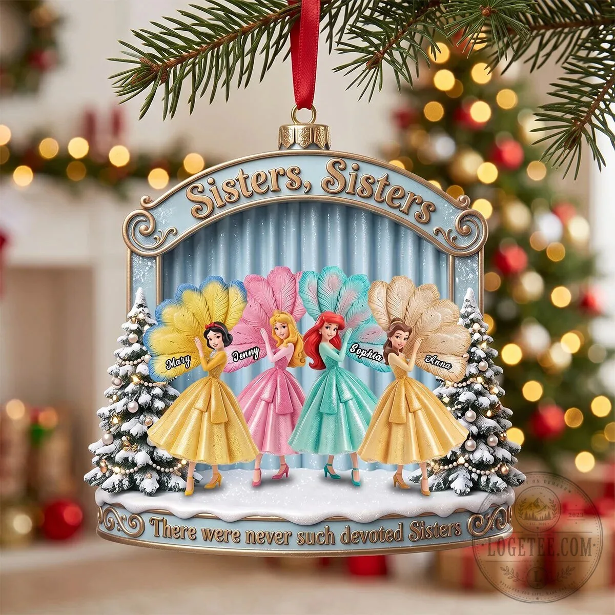 Personalized Sisters Christmas Ornament - Disney Princesses Holiday Tree Decoration 7 Personalized Sisters Christmas Ornament - Disney Princesses Holiday Tree Decoration