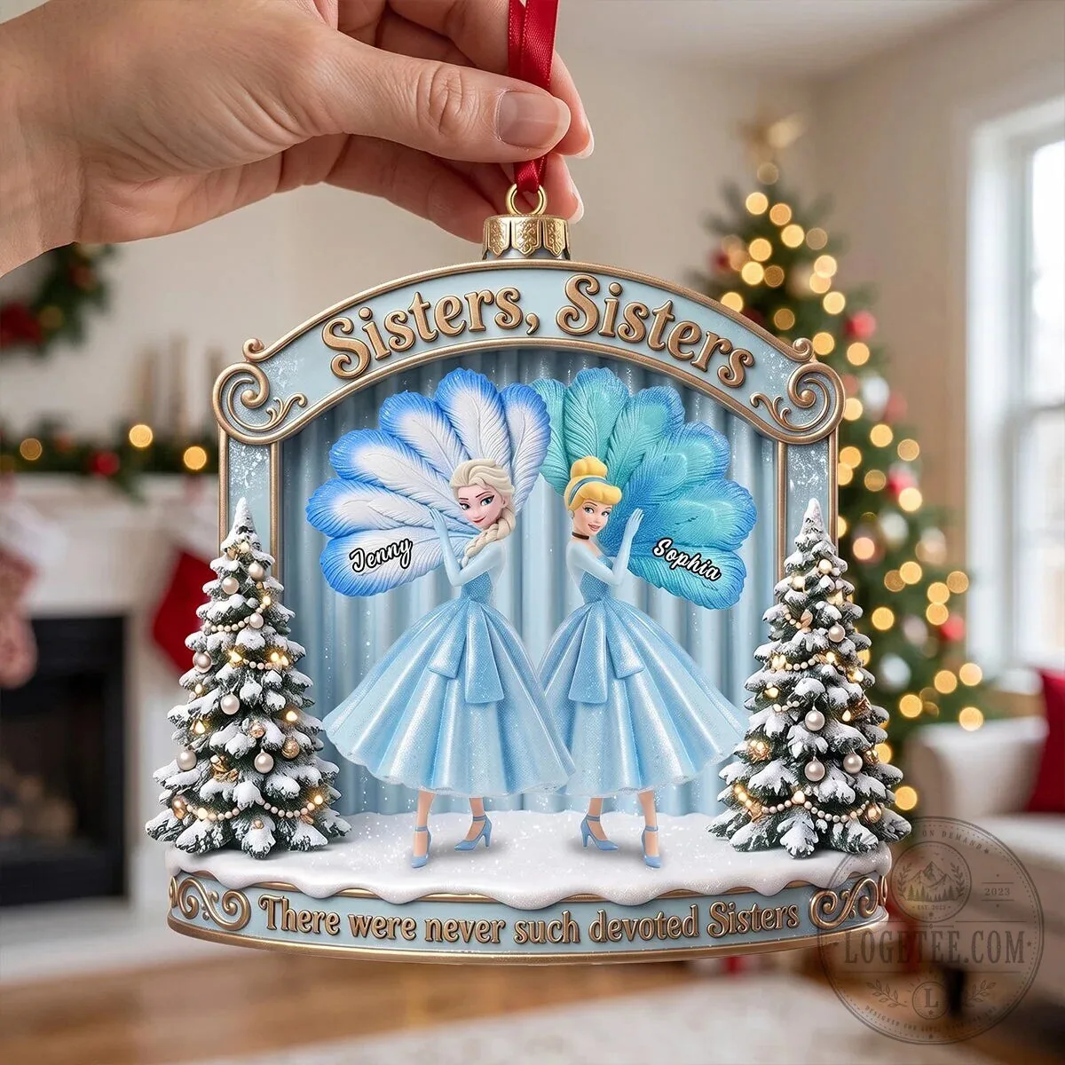 Personalized Sisters Christmas Ornament - Disney Princesses Holiday Tree Decoration 9 Personalized Sisters Christmas Ornament - Disney Princesses Holiday Tree Decoration