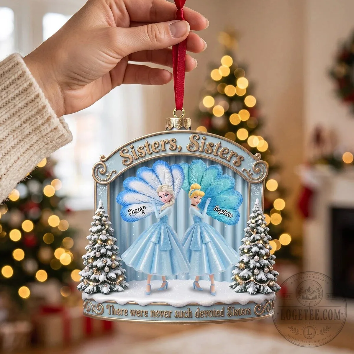 Personalized Sisters Christmas Ornament - Disney Princesses Holiday Tree Decoration 10 Personalized Sisters Christmas Ornament - Disney Princesses Holiday Tree Decoration