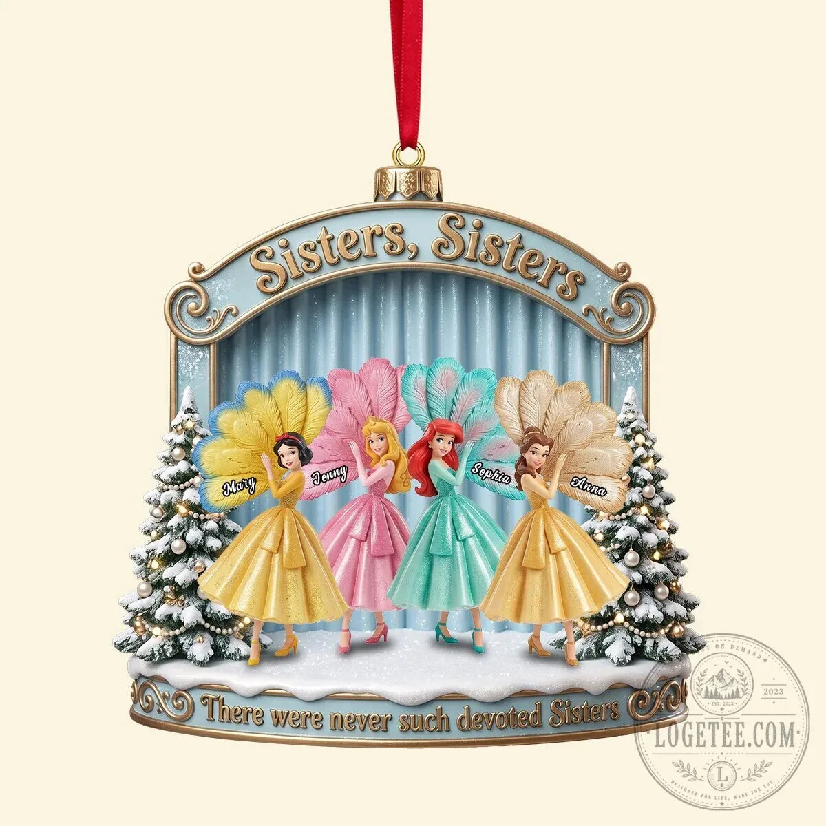 Personalized Sisters Christmas Ornament - Disney Princesses Holiday Tree Decoration 11 Personalized Sisters Christmas Ornament - Disney Princesses Holiday Tree Decoration