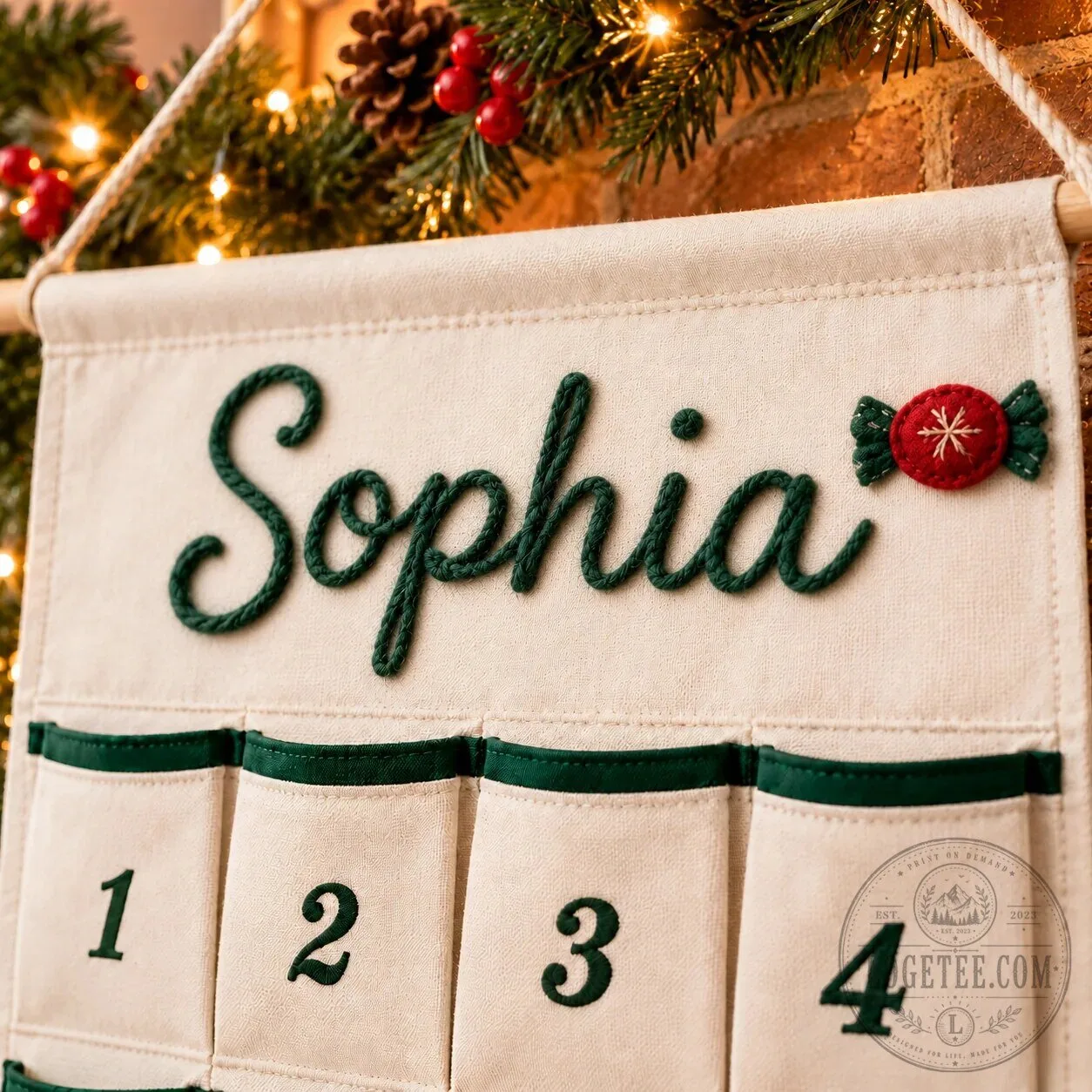 Personalized Christmas Advent Calendar Wall Hanging with 24 Pockets 10 Personalized Christmas Advent Calendar Wall Hanging with 24 Pockets
