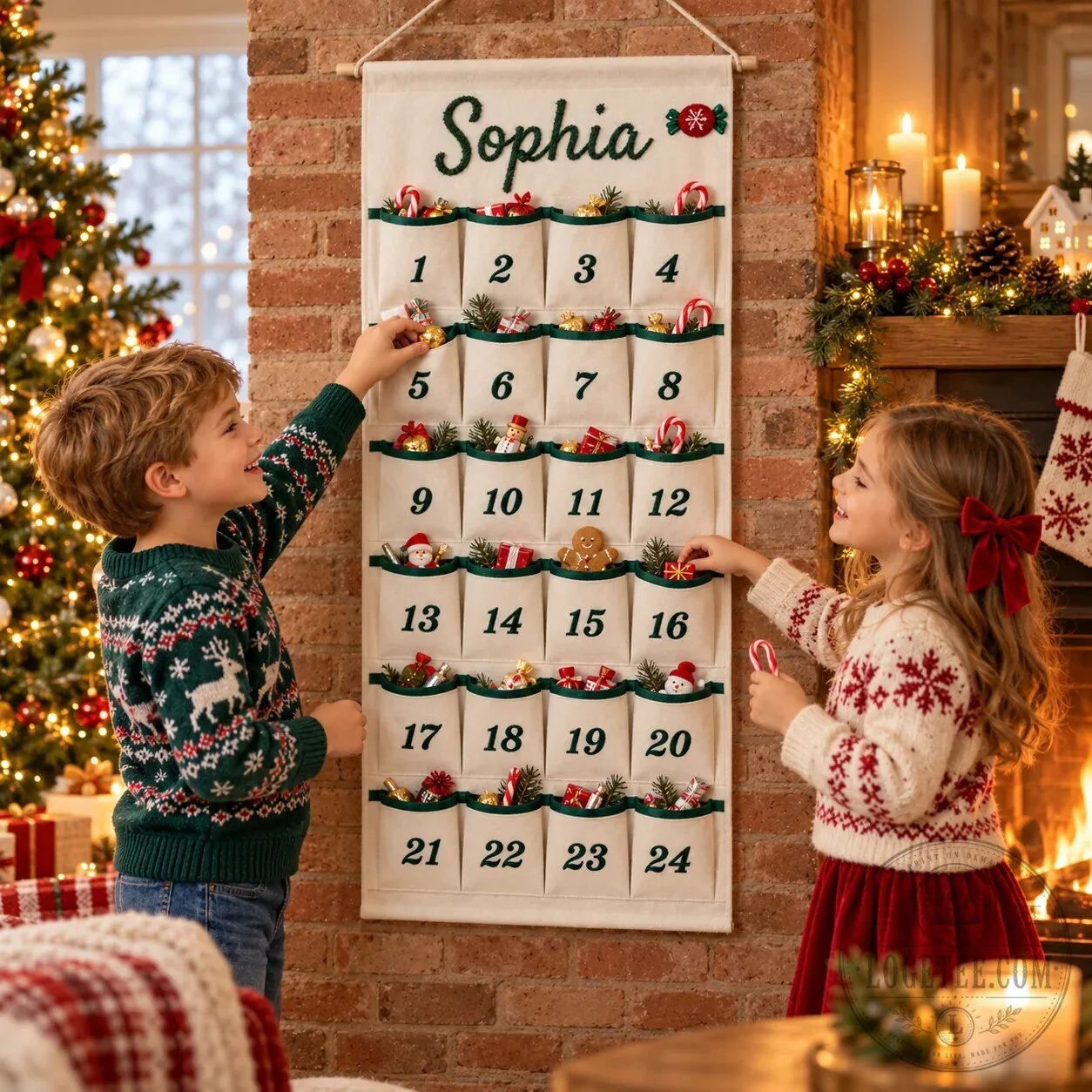 Personalized Christmas Advent Calendar Wall Hanging with 24 Pockets 12 Personalized Christmas Advent Calendar Wall Hanging with 24 Pockets