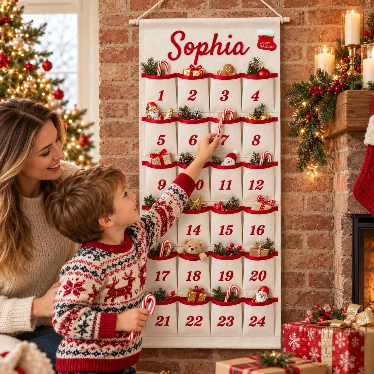 Personalized Christmas Advent Calendar Wall Hanging with 24 Pockets 13 Personalized Christmas Advent Calendar Wall Hanging with 24 Pockets