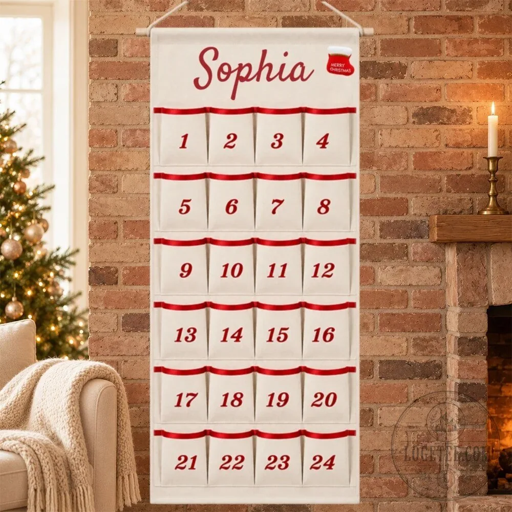 Personalized Christmas Advent Calendar Wall Hanging with 24 Pockets 15 Personalized Christmas Advent Calendar Wall Hanging with 24 Pockets