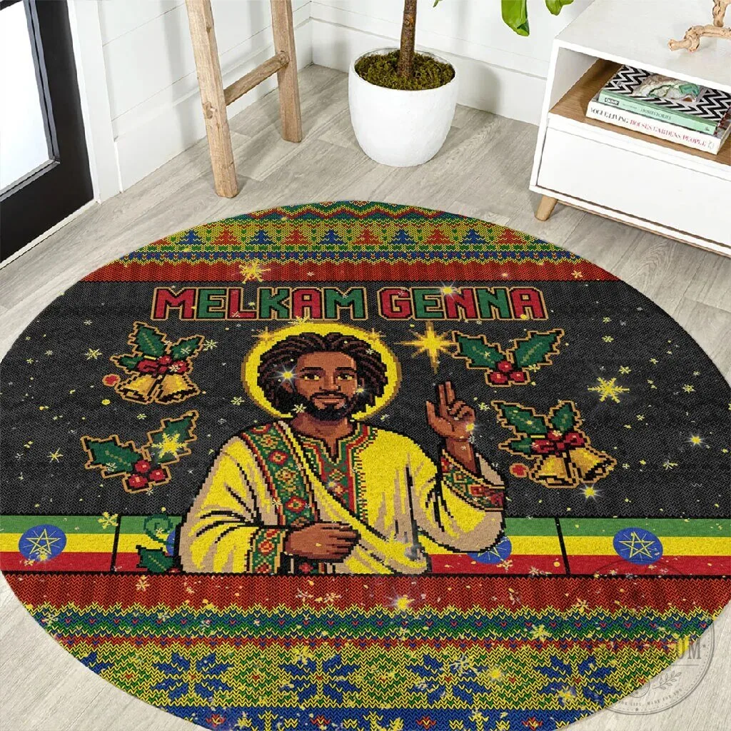 Ethiopian Melkam Genna Jesus Christ Christmas Round Area Rug 1 Ethiopian Melkam Genna Jesus Christ Christmas Round Area Rug