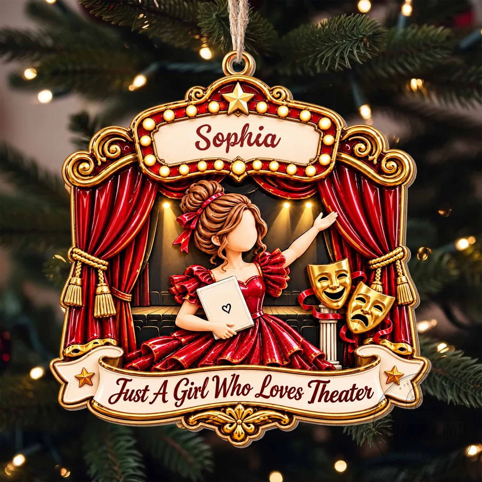 Personalized Christmas Tree Ornament for a Girl Who Adores Theater 16 Personalized Christmas Tree Ornament for a Girl Who Adores Theater