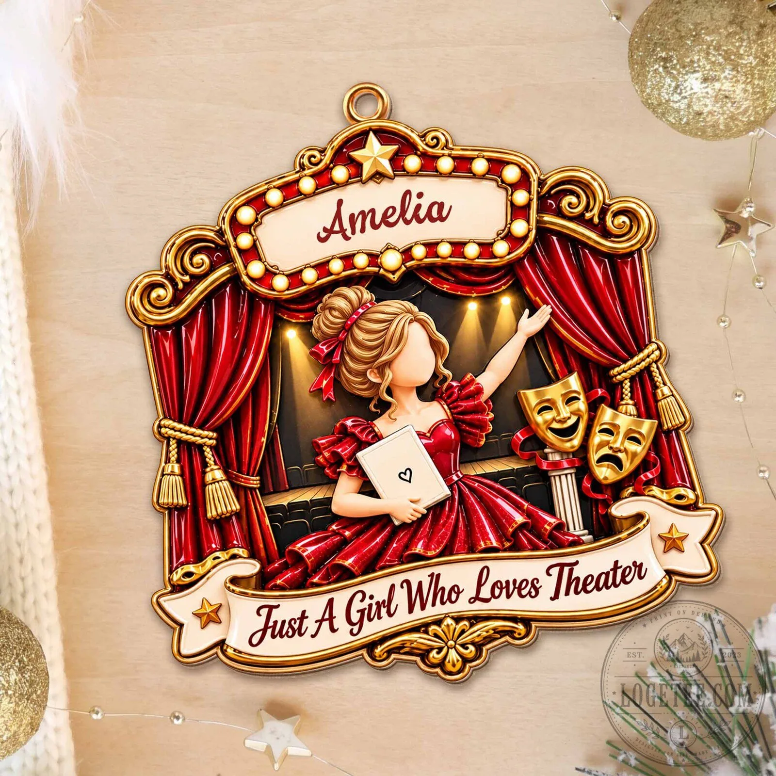 Personalized Christmas Tree Ornament for a Girl Who Adores Theater 26 Personalized Christmas Tree Ornament for a Girl Who Adores Theater