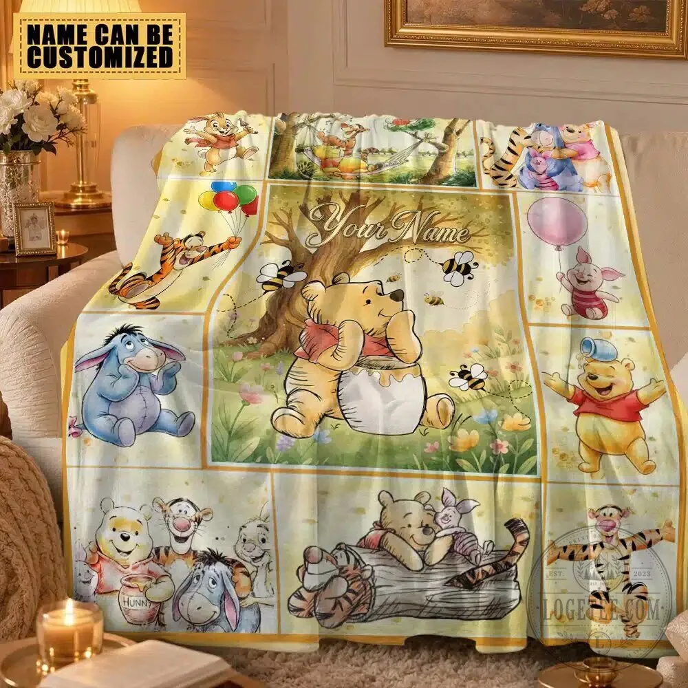 Personalized Winnie the Pooh and Eeyore Fleece Blanket for Kids and Adults 7 Personalized Winnie the Pooh and Eeyore Fleece Blanket for Kids and Adults
